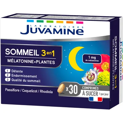 Сон 3 в 1 Juvamine Мелатонін + рослини таблетки для розсмоктування №30