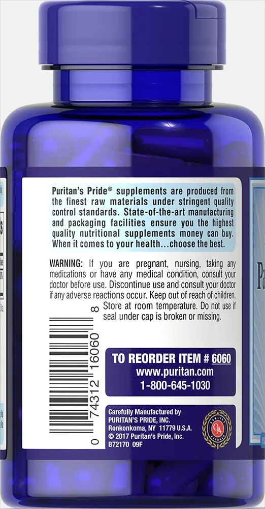 Пантотенова кислота Puritan's Pride Pantothenic Acid 550 мг, 100 капсул