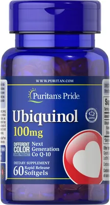 Убіхінол Puritan's Pride Ubiquinol 100 мг, 60 гелевих капсул