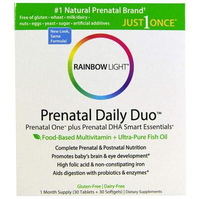 Витамины + Рыбий жир для беременных Rainbow Light Prenatal One plus Prenatal DHA Smart Essentials 30 капсул + 30 таблеток