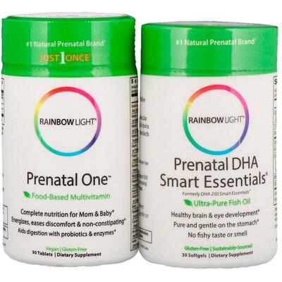 Витамины + Рыбий жир для беременных Rainbow Light Prenatal One plus Prenatal DHA Smart Essentials 30 капсул + 30 таблеток