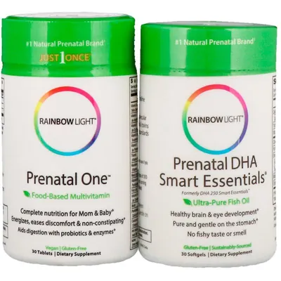 Витамины + Рыбий жир для беременных Rainbow Light Prenatal One plus Prenatal DHA Smart Essentials 30 капсул + 30 таблеток