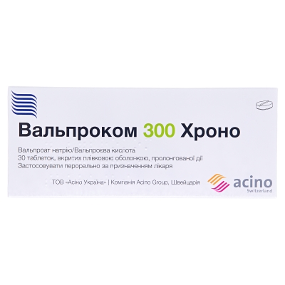 Вальпроком 300 хроно таблетки, в/плів. обол., прол./д. №30 (10х3)