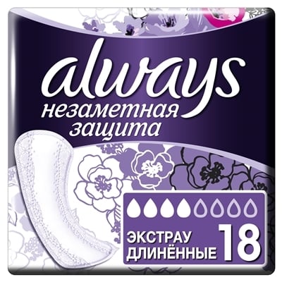 Прокладки ежедневные Always Незаметная Защита Экстраудлиненные, 18 штук