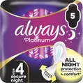 Прокладки гігієнічні Always Platinum Secure Night, 6 крапель, 4 розмір, 5 шт