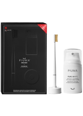 Набір Piuma зубна щітка Piuma Medium Vitamin C + база (календар) біла + зубна паста, 75 мл