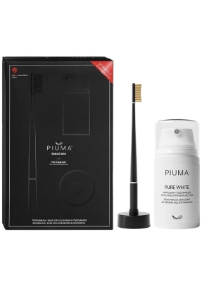 Набір Piuma Зубна щітка Piuma Medium Vitamin C + база (календар) чорна + зубна паста, 75 мл
