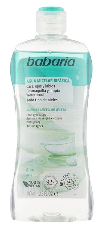 Вода міцелярна двофазна Babaria Bi-Phase Micellar Water для зняття макіяжу з Алое Вера, 400 мл