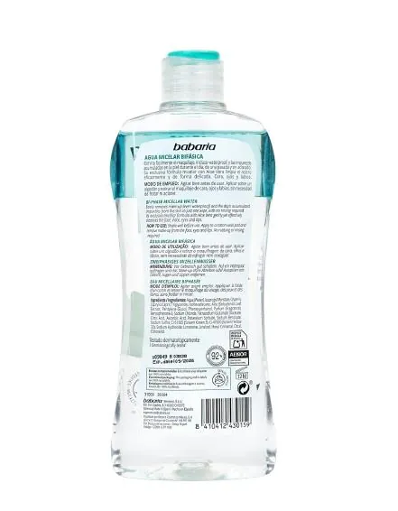 Вода міцелярна двофазна Babaria Bi-Phase Micellar Water для зняття макіяжу з Алое Вера, 400 мл