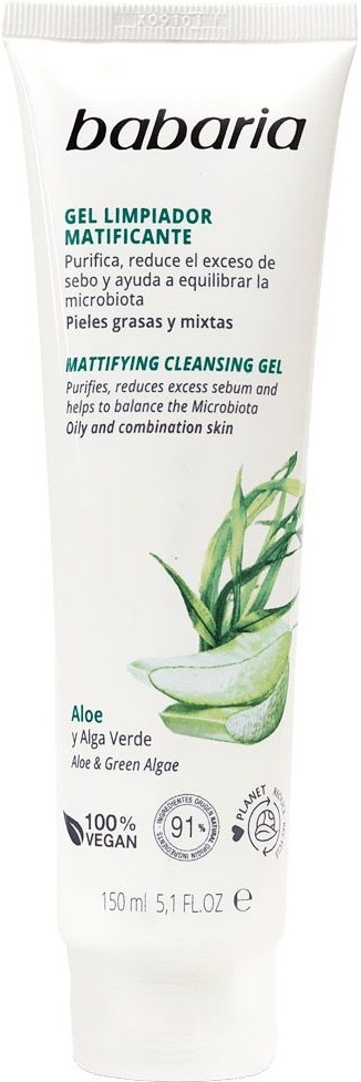 Гель для очистки лица Babaria Skin Protect+ матовый Алоэ и Зеленые водоросли, 150 мл