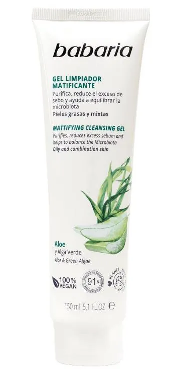Гель для очищення обличчя Babaria Aloe Skin Protect+ матуючий Алоє та Зелені водорості, 150 мл