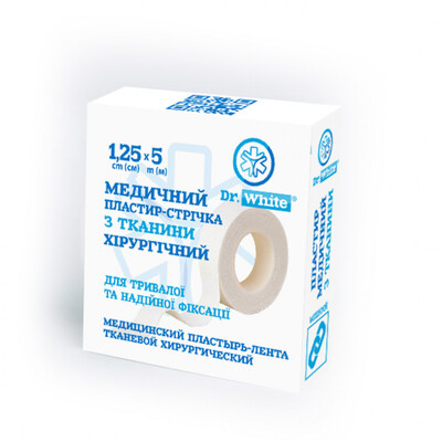 Пластырь медицинский Dr.White тканевой 1,25 см x 5 м