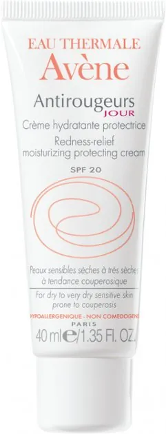 Крем для обличчя Avene Antirougeurs Jour SPF20 денний зволожуючий для сухої та дуже сухої шкіри схильної до куперозу, 40 мл
