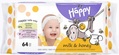 Серветки вологі Happy Bella Baby Milk & Honey дитячі, 64 шт
