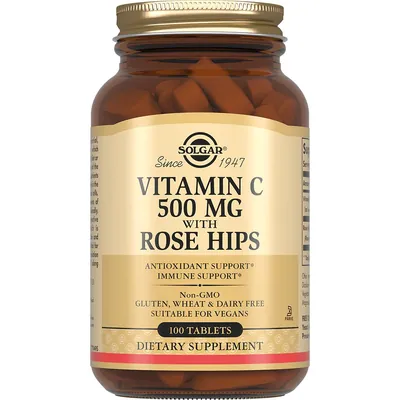 Вітамін С з шипшиною Solgar Vitamin C 500 мг with Rose Hips таблетки №100