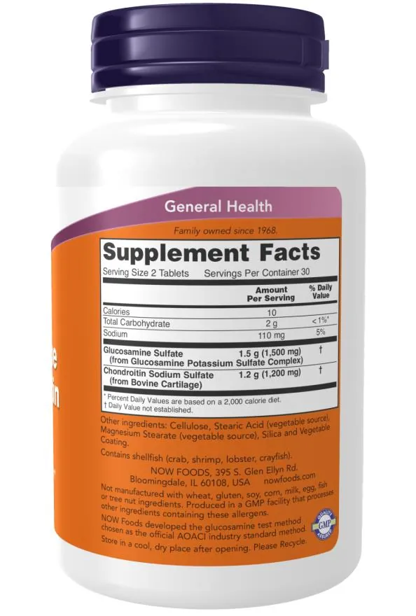 Глюкозамін та хондроїтин NOW Extra Strength Glucosamine & Chondroitin таблетки №60