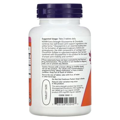 Хондропротектор NOW Extra Strength Glucosamine & Chondroitin таблетки №60