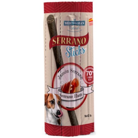 Лакомство для собак Mediterranean Natural Serrano sticks палочки для собак с хамоном, 16 штук