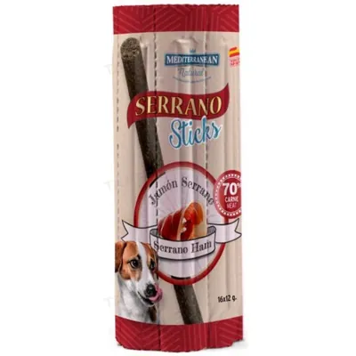 Ласощі для собак Mediterranean Natural Serrano sticks палички для собак з хамоном, 16 штук