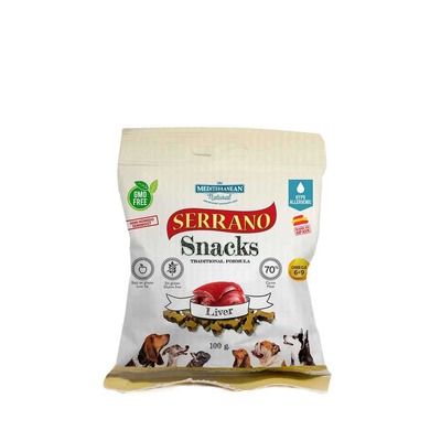 Ласощі для собак Mediterranean Natural Serrano Snacks з лівером, 100 г