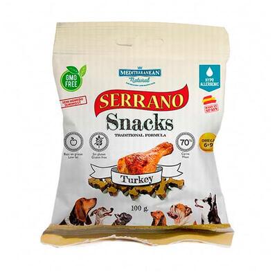 Ласощі для собак Mediterranean Natural Serrano Snacks з індичкою, 100 г