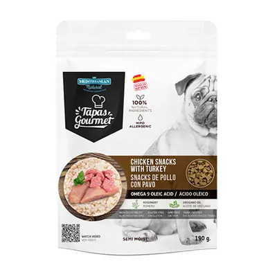 Ласощі для собак Mediterranean Natural Tapas Gourmet Chicken&Turkey з куркою та індичкою, 190 г