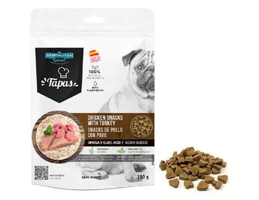 Лакомство для собак Mediterranean Natural Tapas Gourmet Chicken&Turkey с курицей и индейкой, 190 г