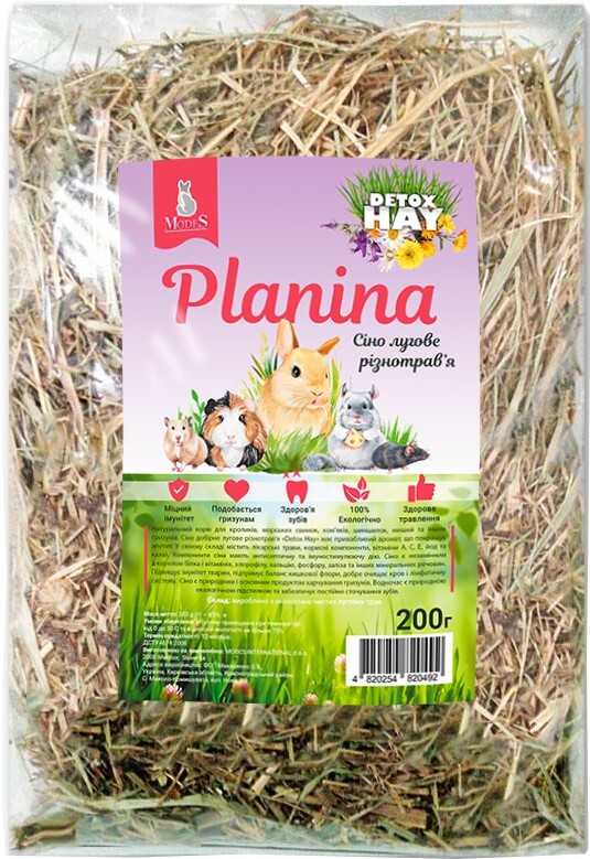 Сіно лугове ModeS Planina різнотрав'я Detox Hay, 200 г