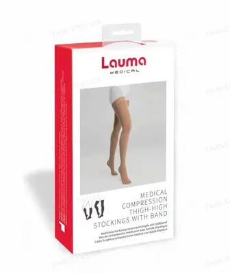 Панчохи компресійні Lauma Medical AG 304 на гумцi з миском, 1 клас компресії, колір натуральний, розмір 1D