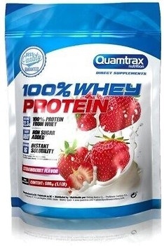 Протеин Quamtrax 100% Whey Protein клубника, 500 г