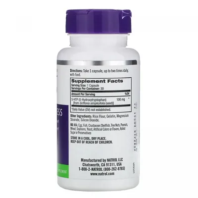 Натуральна добавка Natrol 5-HTP 100 мг, 30 капсул