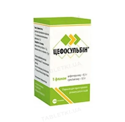 Цефосульбін порошок для р-ну д/ін. по 0.5 г/0.5 г №1 у флак.