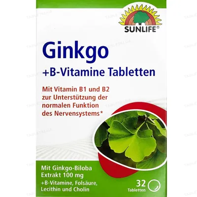 Вітаміни Sunlife Ginkgo + B-Vitamine таблетки №32