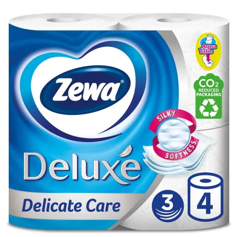 Туалетний папір Zewa Deluxe Delicate Care 3 шари білий, 4 рулони