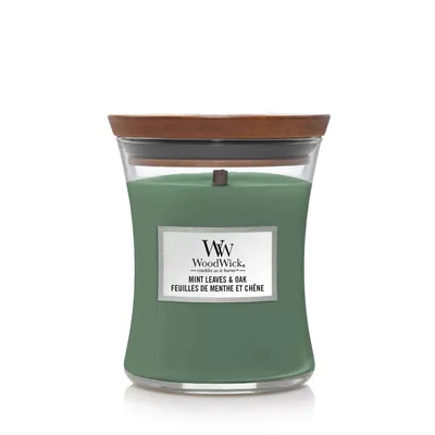 Свічка ароматична Woodwick Листя м'яти та дуб середня, 275 г