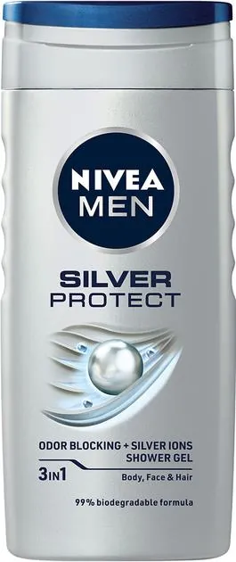 Гель для душу чоловічий Nivea Men 3-в-1 Silver Protect для тіла, обличчя та волосся, 250 мл