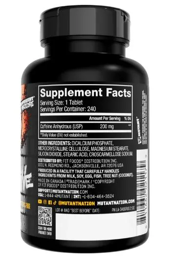 Кофеїн Mutant Core Series Caffeine, 240 таблеток