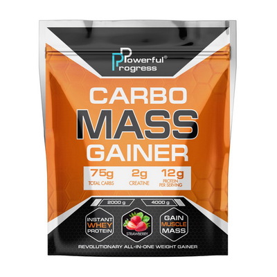 Гейнер Powerful Progress Carbo Mass Gainer strawberry, 4 кг