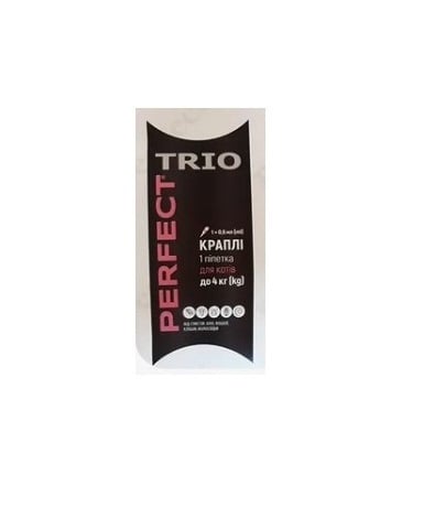 Капли от блох и клещей Perfect Trio для кошек до 4 кг, 1 пипетки по 0,6 мл
