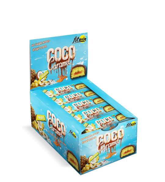 Батончик FitWin Coco Caramel без сахара, ананас, 20 штук по 40 г