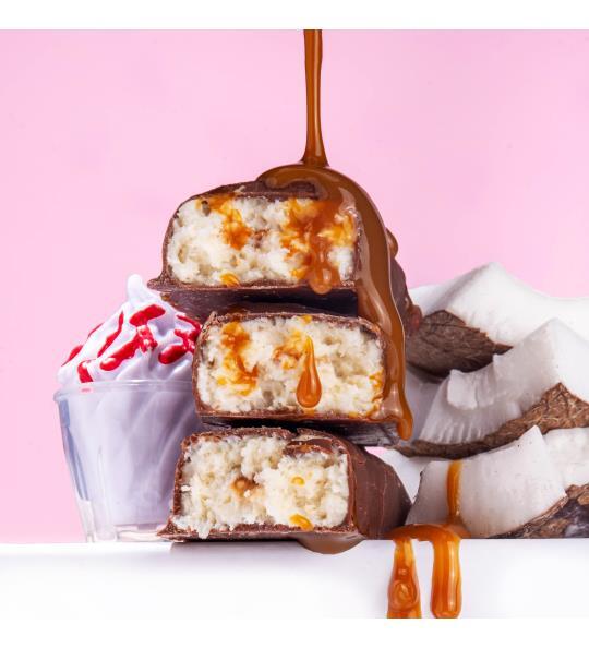 Батончик FitWin Coco Caramel без цукру, ванільне морозиво, 20 штук по 40 г