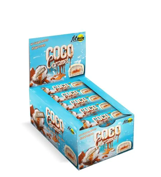 Батончик FitWin Coco Caramel без цукру, мигдаль, 20 штук по 40 г