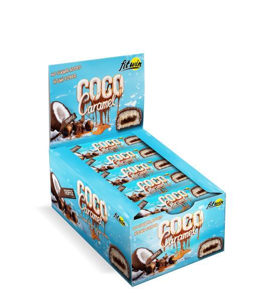 Батончик FitWin Coco Caramel без сахара, трюфель, 20 штук по 40 г