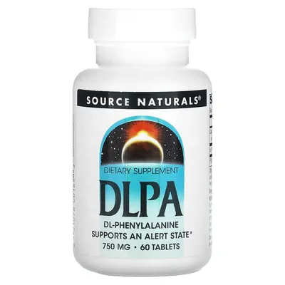 DL-фенілаланін Source Naturals DLPA 750 мг, 60 таблеток