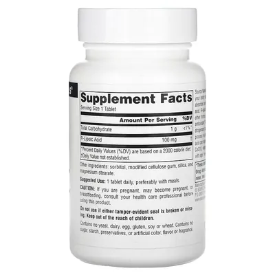 R-ліпоєва кислота Source Naturals R-Lipoic Acid 100 мг, 60 таблеток