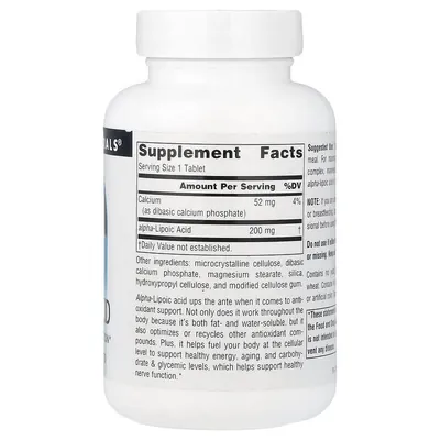 Альфа-ліпоєва кислота Source Naturals Alpha Lipoic Acid 200 мг, 120 таблеток