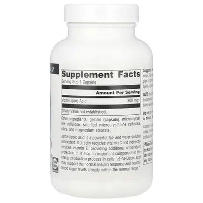 Альфа-ліпоєва кислота Source Naturals Alpha Lipoic Acid 300 мг, 120 капсул