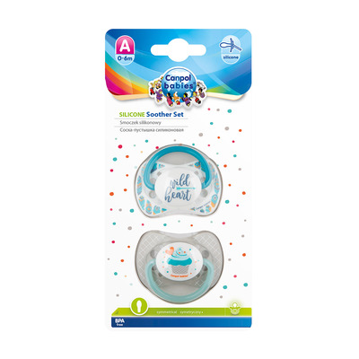 Пустушка силіконова Canpol Babies симетрична 23/954_grey, 0-6 місяців, 2 шт