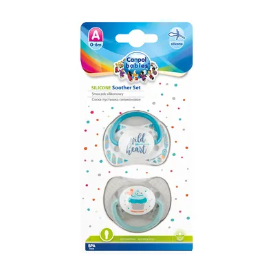 Пустушка силіконова Canpol Babies симетрична 23/954_grey, 0-6 місяців, 2 шт