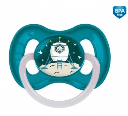 Пустышка латексная Canpol Babies 23/222_blu Space круглая 6-18 месяцев, 1 шт